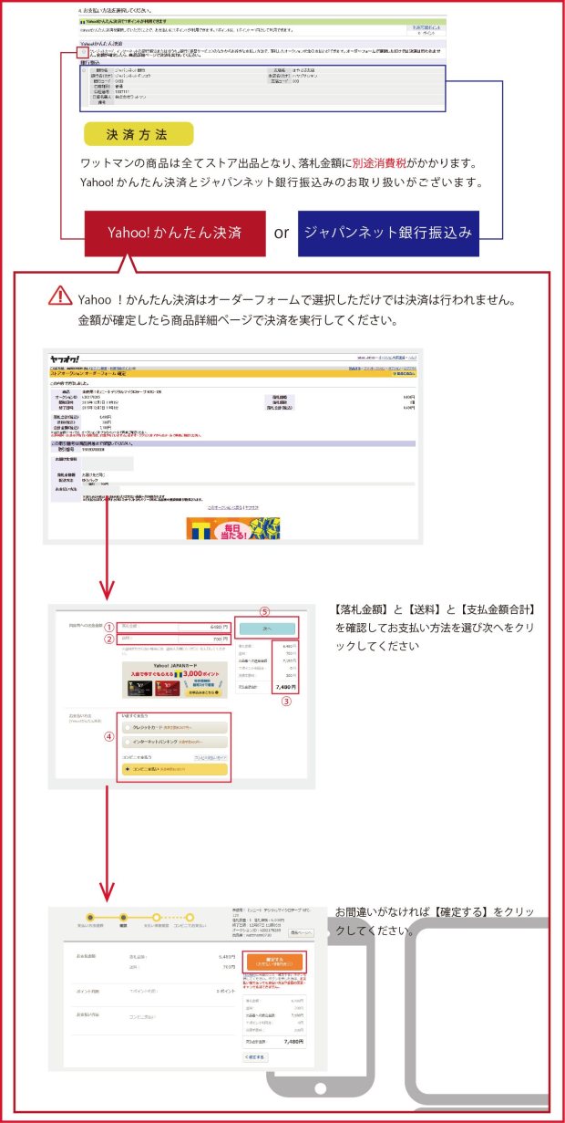 決済方法はYahooかんたん決済とジャパンネット銀行振り込みのお取り扱いがございます。